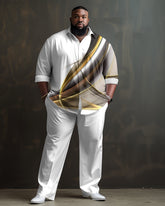 White Gradient Plus Size Long Sleeve Walking Set